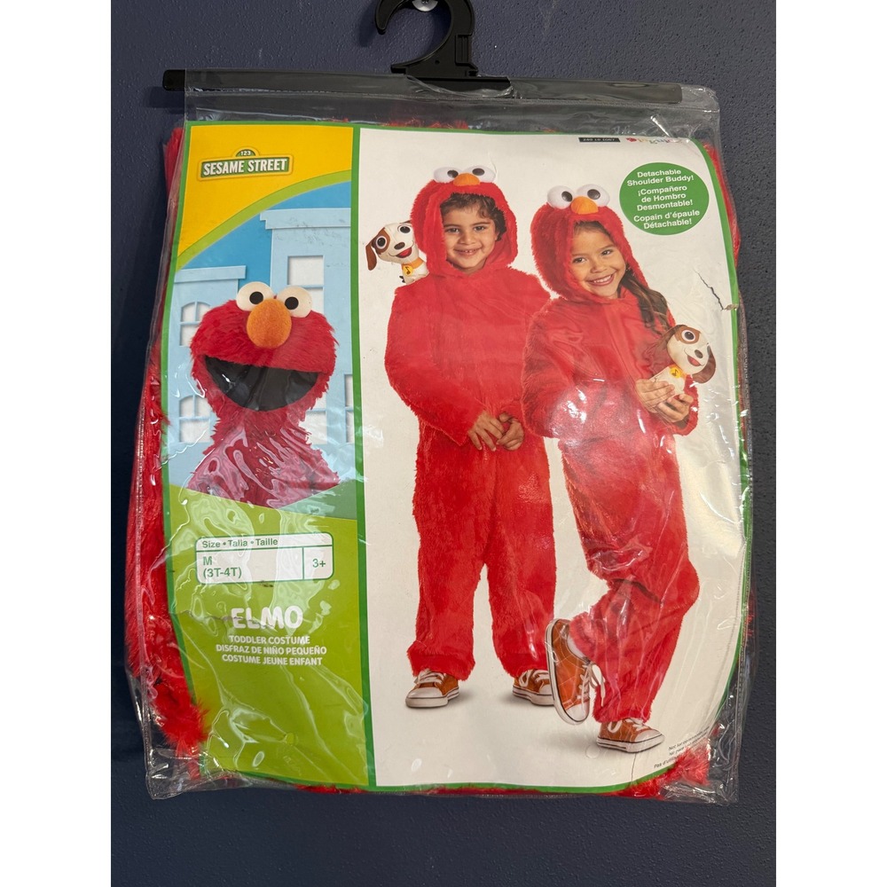 Sesame Street Elmo Toddler Costume Size 3T-4T Red Plush Jumpsuit NWT Disguise
